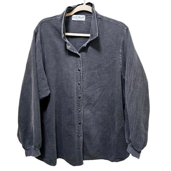 EzzE Wear Collection 2XL Vintage gray Rippled Shirts. Snap Buttondown. Grunge - Picture 1 of 14
